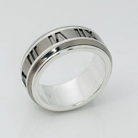 Size 6 RARE Tiffany Atlas Ring in Silver and Titanium Mens Unisex