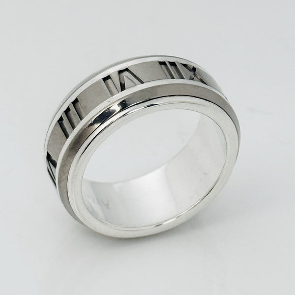 Size 6 RARE Tiffany Atlas Ring in Silver and Titanium Mens Unisex