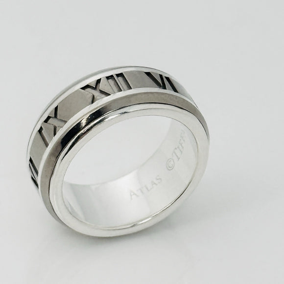 Size 6 RARE Tiffany Atlas Ring in Silver and Titanium Mens Unisex