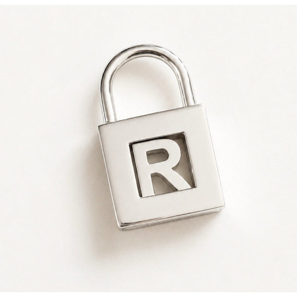 Tiffany & Co Sterling Silver Letter R Alphabet Initial Padlock Charm Pendant