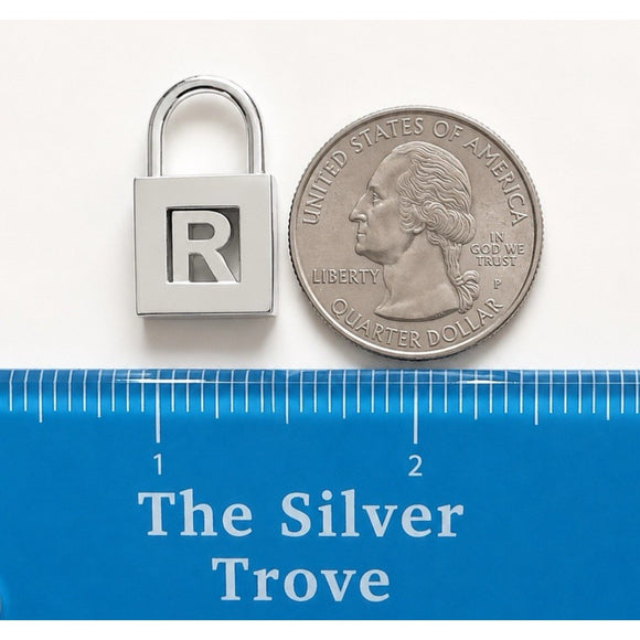 Tiffany & Co Sterling Silver Letter R Alphabet Initial Padlock Charm Pendant