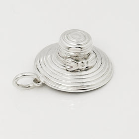 RARE Tiffany Straw Gardening Sun Hat with Bow Charm or Pendant in Silver