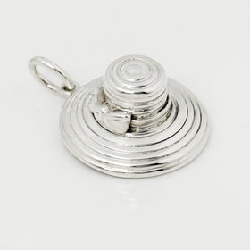 RARE Tiffany Straw Gardening Sun Hat with Bow Charm or Pendant in Silver - 0