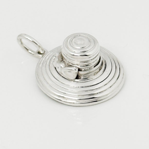 RARE Tiffany Straw Gardening Sun Hat with Bow Charm or Pendant in Silver