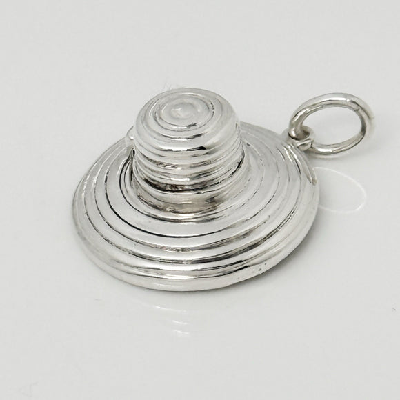 RARE Tiffany Straw Gardening Sun Hat with Bow Charm or Pendant in Silver