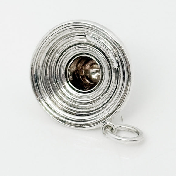 RARE Tiffany Straw Gardening Sun Hat with Bow Charm or Pendant in Silver