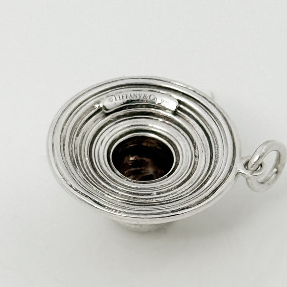 RARE Tiffany Straw Gardening Sun Hat with Bow Charm or Pendant in Silver