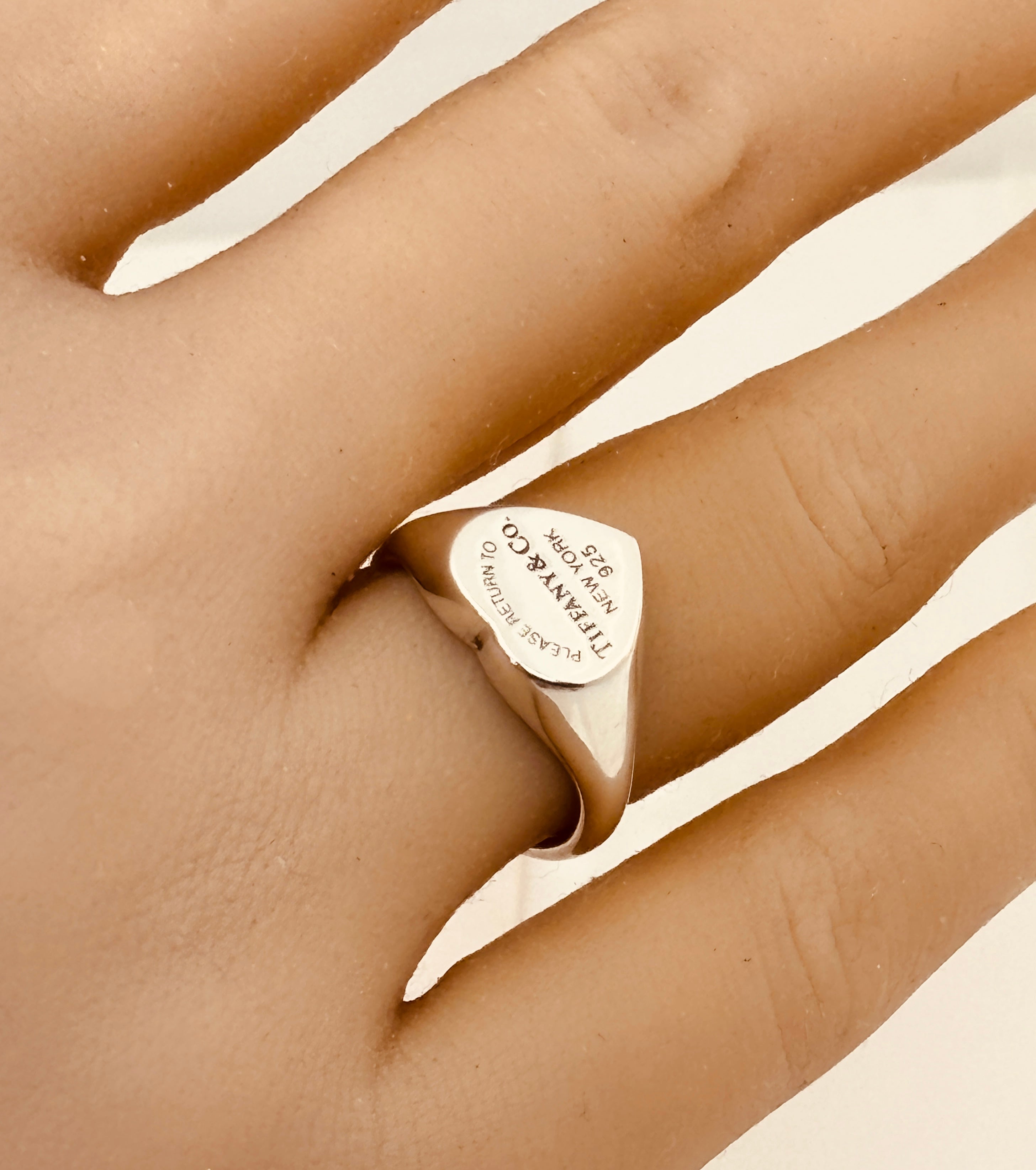 Size 5.5 Return to Tiffany Heart Signet Ring in Sterling Silver