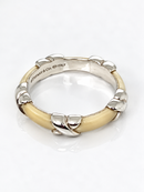 Tiffany & Co. Signature X Ring Size 9.5 in White Enamel and 925 Silver Stacking-4