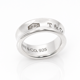 Tiffany & Co. 1837 Concave Ring Sterling Silver 925 Size 5 Men's Unisex Band - 0