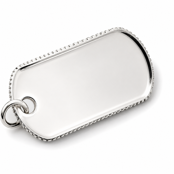 Tiffany & Co Mens Coin Edge ID Dog Tag Pendant in Sterling Silver