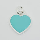 Tiffany & Co Blue Enamel Heart Tag Charm or Pendant in Sterling Silver-1