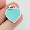 Tiffany & Co Blue Enamel Heart Tag Charm or Pendant in Sterling Silver-2