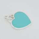 Tiffany & Co Blue Enamel Heart Tag Charm or Pendant in Sterling Silver-3