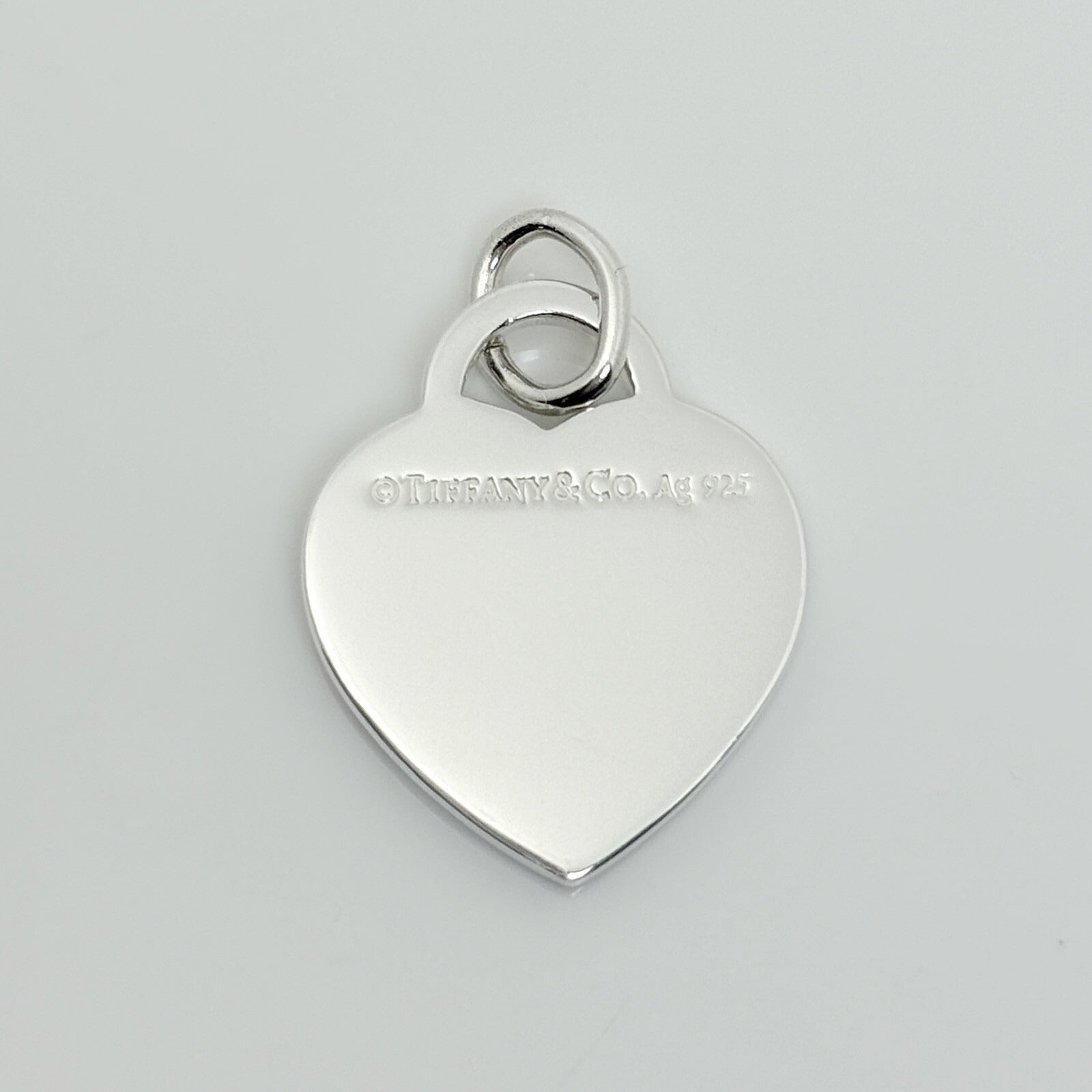 Tiffany & Co Blue Enamel Heart Tag Charm or Pendant in Sterling Silver