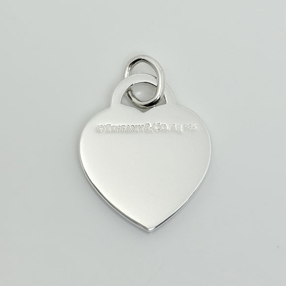 Tiffany & Co Blue Enamel Heart Tag Charm or Pendant in Sterling Silver