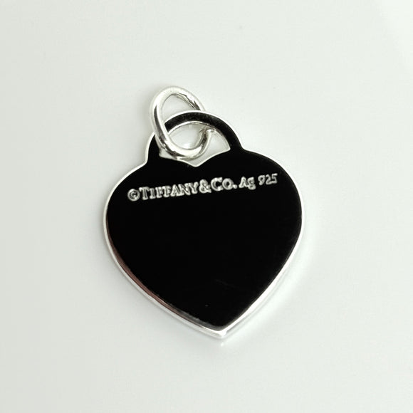 Tiffany & Co Blue Enamel Heart Tag Charm or Pendant in Sterling Silver