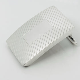 Tiffany & Co Striped ID Belt Buckle Silver Engravable Machine Turned Mens Unisex - 0