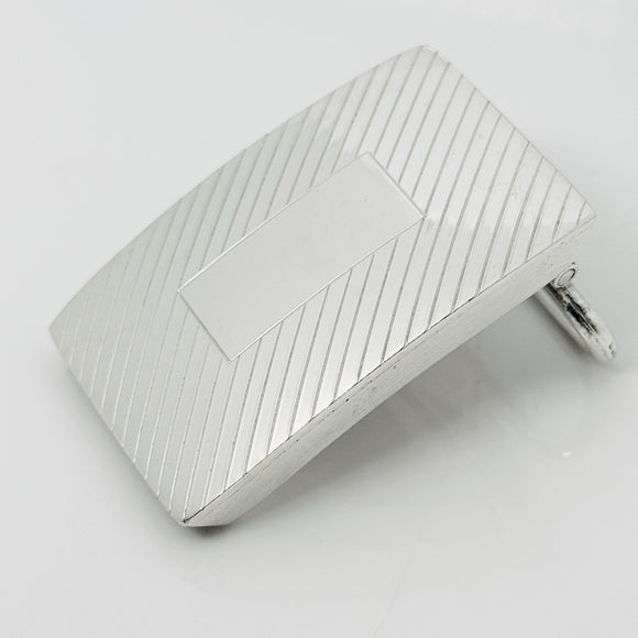 Tiffany & Co Striped ID Belt Buckle Silver Engravable Machine Turned Mens Unisex