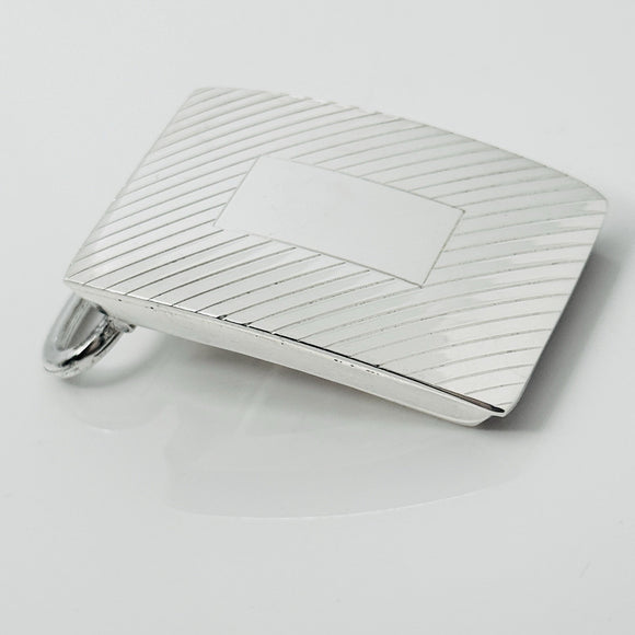 Tiffany & Co Striped ID Belt Buckle Silver Engravable Machine Turned Mens Unisex