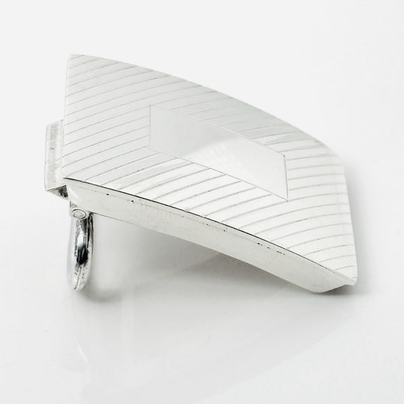 Tiffany & Co Striped ID Belt Buckle Silver Engravable Machine Turned Mens Unisex