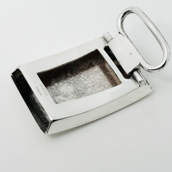 Tiffany & Co Striped ID Belt Buckle Silver Engravable Machine Turned Mens Unisex