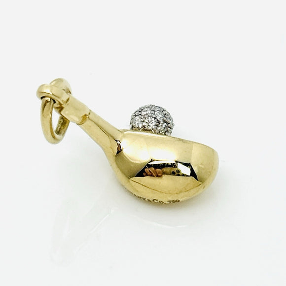 Tiffany & Co Gold and Diamond Golf Club and Ball in Yellow Gold - Charm Pendant