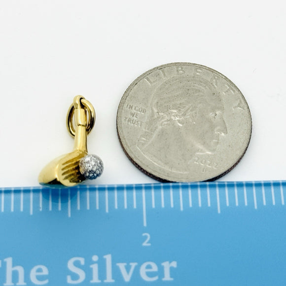 Tiffany & Co Gold and Diamond Golf Club and Ball in Yellow Gold - Charm Pendant