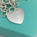 7.75” Tiffany & Co Silver Blank Heart Tag Charm Bracelet-2