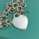 7.75” Tiffany & Co Silver Blank Heart Tag Charm Bracelet-4