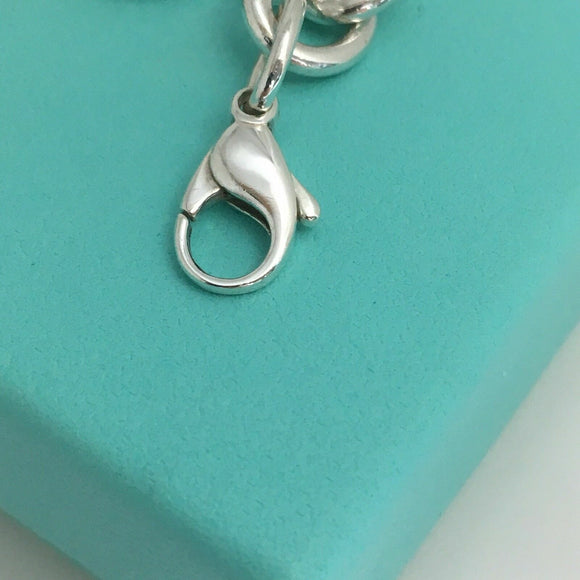 7.75” Tiffany & Co Silver Blank Heart Tag Charm Bracelet