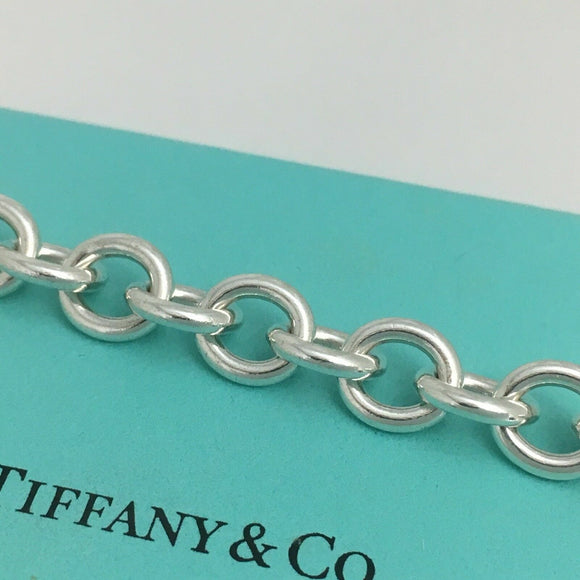 7.75” Tiffany & Co Silver Blank Heart Tag Charm Bracelet
