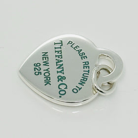 Return to Tiffany Green Enamel Heart Tag Charm or Pendant in Sterling Silver - 0
