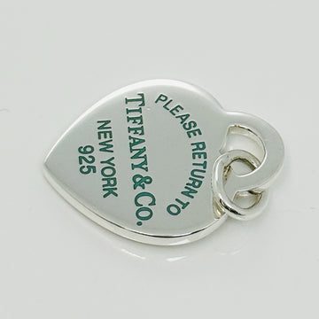 Return to Tiffany Green Enamel Heart Tag Charm or Pendant in Sterling Silver - 0