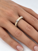 Tiffany & Co. Signature X Ring Size 9.5 in White Enamel and 925 Silver Stacking-2