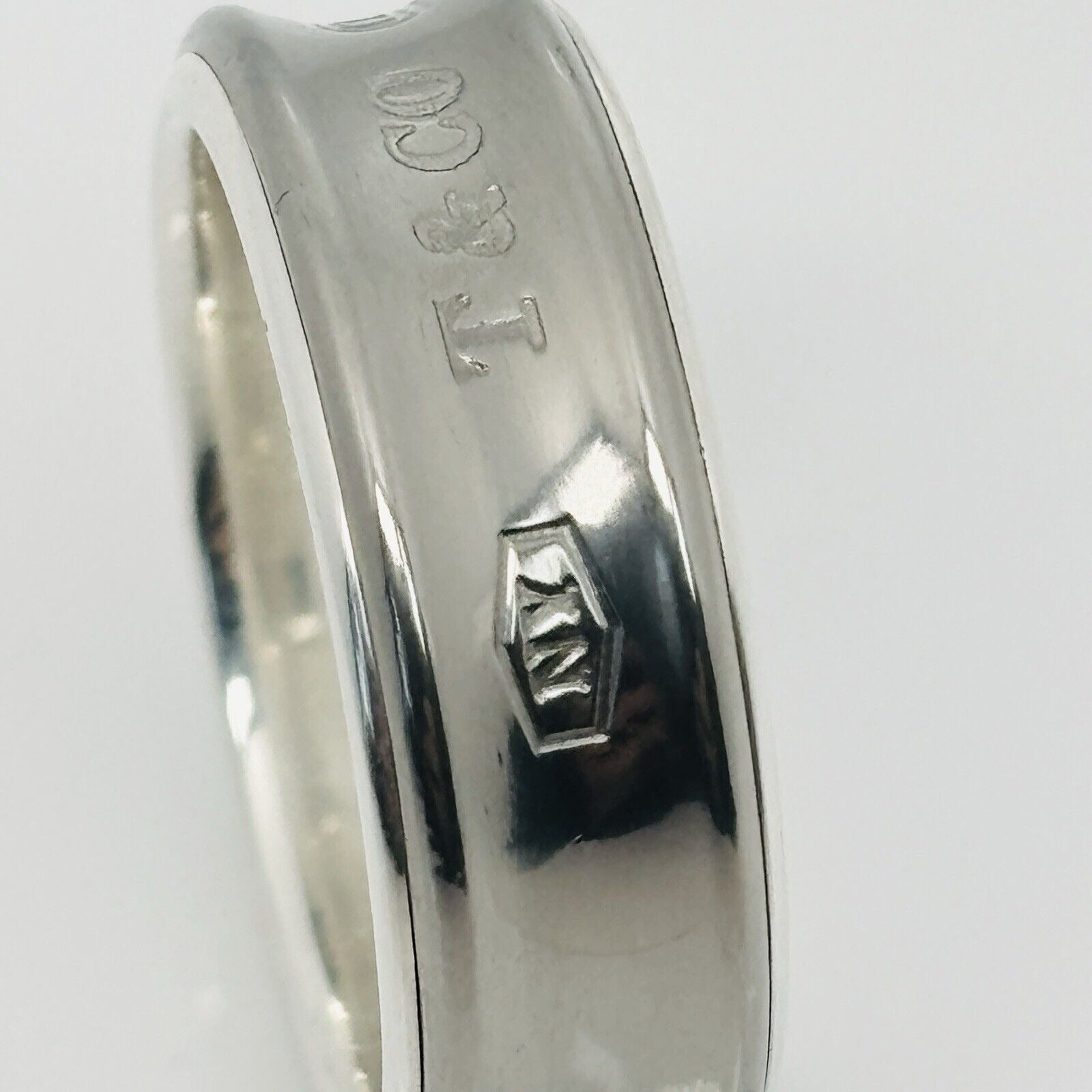 Size 8 Tiffany & Co 1837 Grey Titanium and Silver Ring Band Mens Unisex - 0