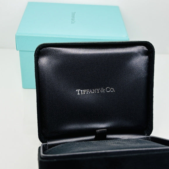 Tiffany Large Necklace Storage Gift Presentation Black Suede Leather Blue Box