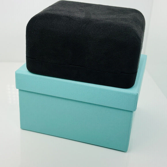 Tiffany Large Necklace Storage Gift Presentation Black Suede Leather Blue Box