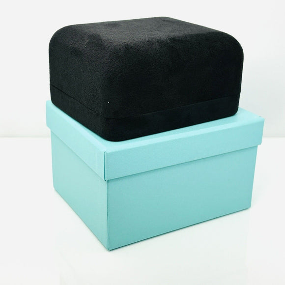 Tiffany Large Necklace Storage Gift Presentation Black Suede Leather Blue Box