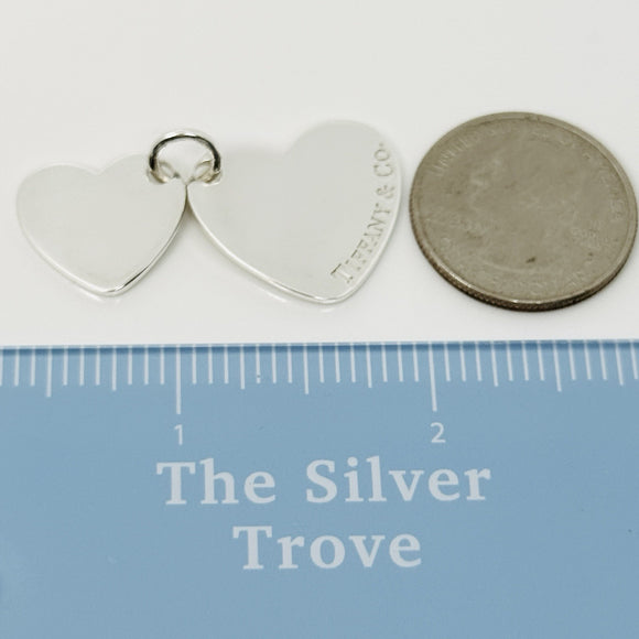 Tiffany & Co Double Hearts Pendant Charm in 925 Sterling Silver