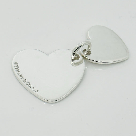 Tiffany & Co Double Hearts Pendant Charm in 925 Sterling Silver