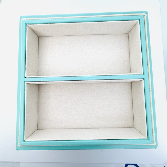 Tiffany & Co Large Blue Leather Jewelry Box Square Nesting Box