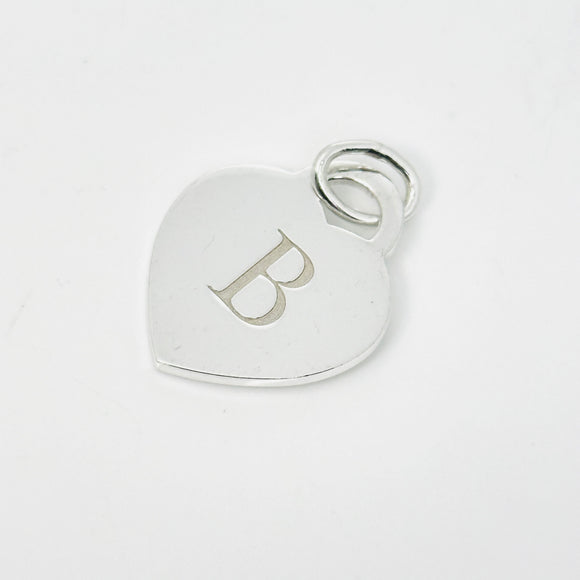 Tiffany Letter B Heart Pendant or Charm Notes Alphabet in Sterling Silver