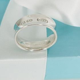 Size 6.5 Tiffany & Co 1837 Ring Concave Wide Band in Sterling Silver - 0