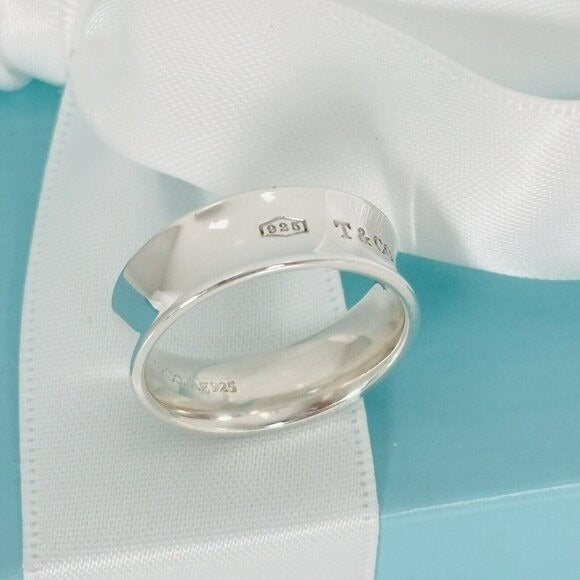Size 6.5 Tiffany & Co 1837 Ring Concave Wide Band in Sterling Silver