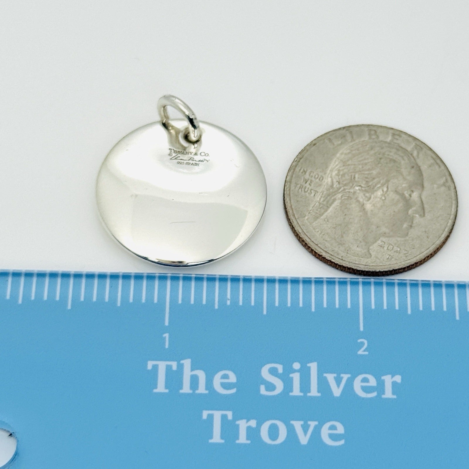 Tiffany Elsa Peretti Round Thumbprint Pendant or Charm in Sterling Silver