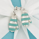 RARE Tiffany & Co Winter Snow Mittens Charm or Pendant Blue Enamel and Silver-1