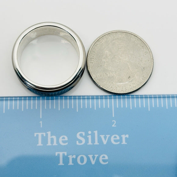 Size 10 Tiffany & Co 1837 Grey Titanium and Silver Ring Band Mens Unisex