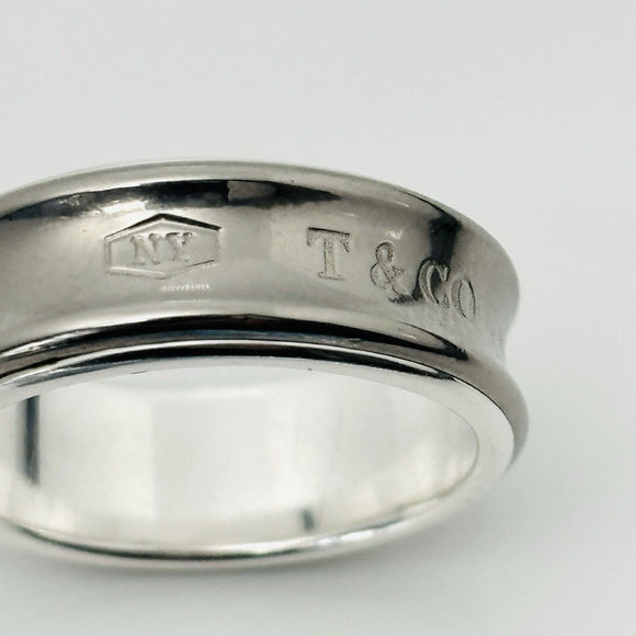 Size 10 Tiffany & Co 1837 Grey Titanium and Silver Ring Band Mens Unisex