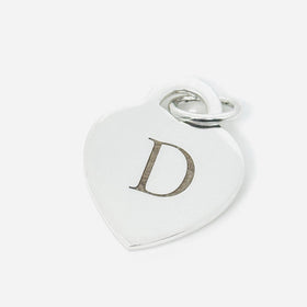 Tiffany Silver Letter D Alphabet Initial Heart Notes Engraved Charm Pendant